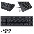 Wired USB Left-Handed Keyboard with Dual HUB Function – Black