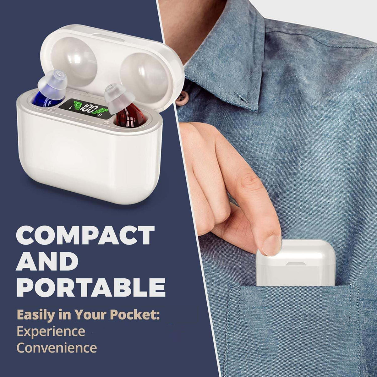 Wireless Rechargeable OTC Hearing Aids with Charging Case