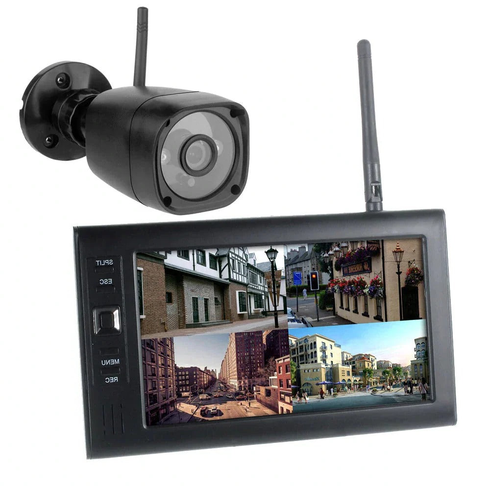 Wireless Security Camera System with Monitor, 17.8 cm Home Security Camera System, Outdoor Security Camera with DVR