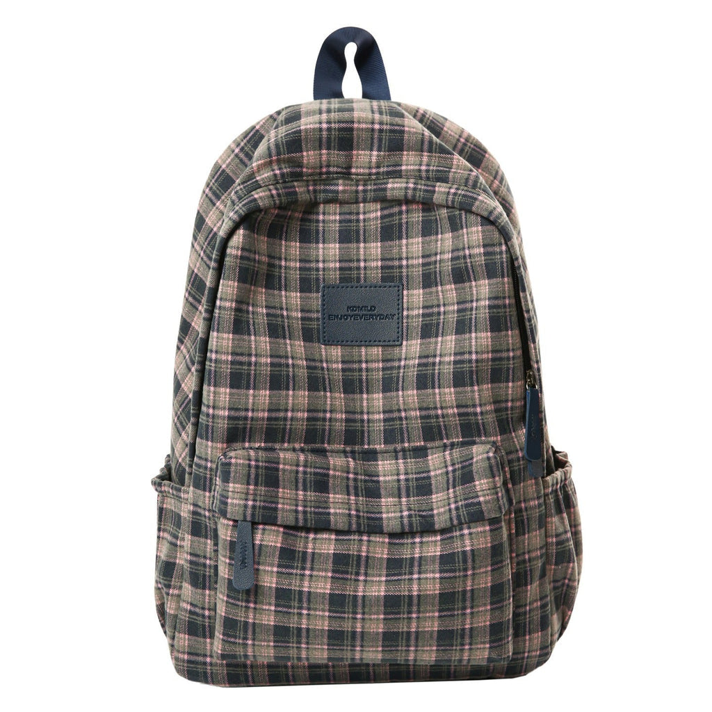 Checked Patterned Casual School Backpack Boneroshop