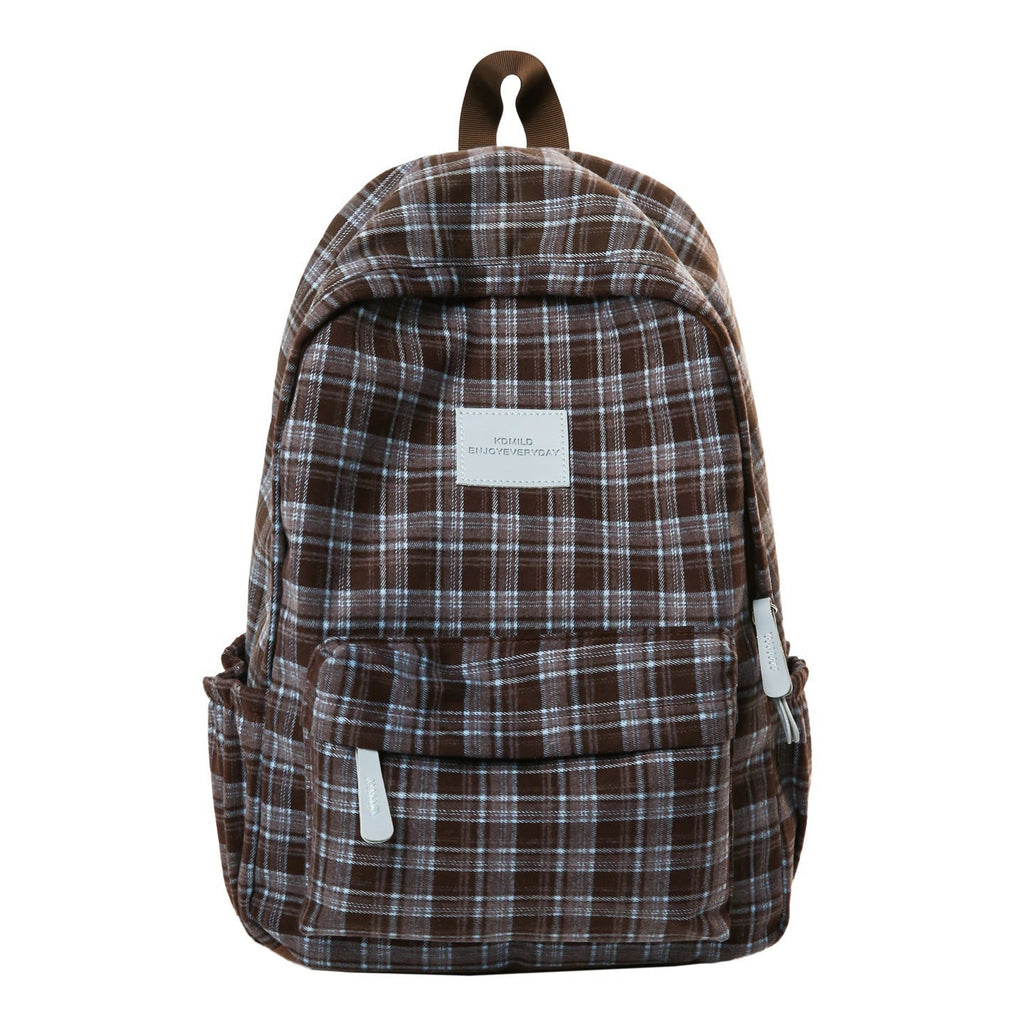 Checked Patterned Casual School Backpack Boneroshop