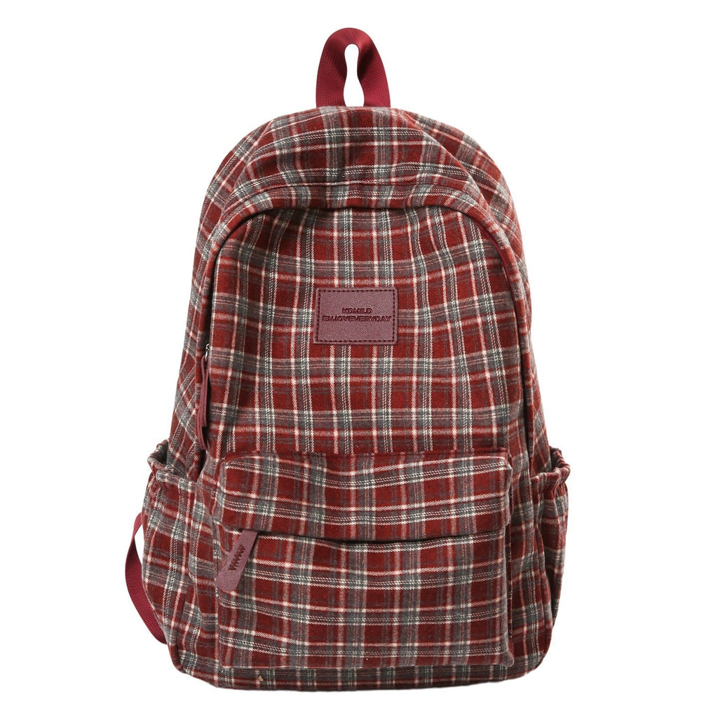 Checked Patterned Casual School Backpack Boneroshop