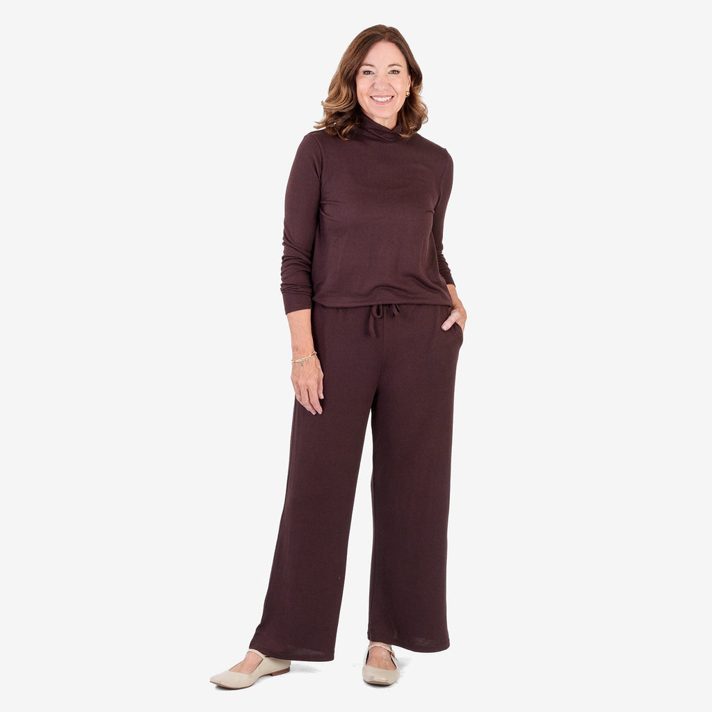 Women's Brushed Marl Turtleneck Top with Long Sleeves & Soft Ribbed Finish