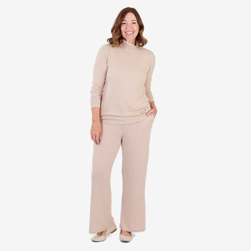 Women's Brushed Marl Turtleneck Top with Long Sleeves & Soft Ribbed Finish