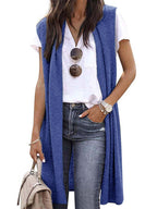 Women's Casual Oversized Open-Front Short-Sleeve Knit Vest