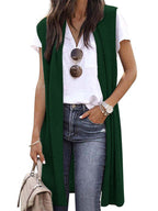 Women's Casual Oversized Open-Front Short-Sleeve Knit Vest