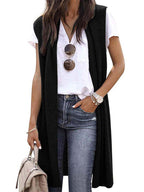 Women's Casual Oversized Open-Front Short-Sleeve Knit Vest