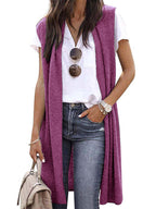 Women's Casual Oversized Open-Front Short-Sleeve Knit Vest