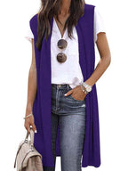 Women's Casual Oversized Open-Front Short-Sleeve Knit Vest