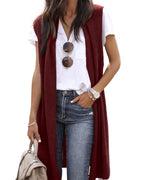Women's Casual Oversized Open-Front Short-Sleeve Knit Vest