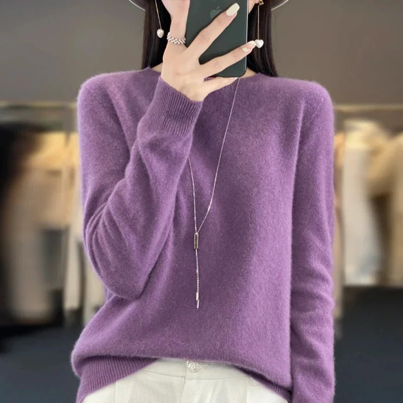 Women's Crewneck Cashmere Jumper - Pullover Style