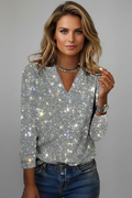 Women's Dazzling Sequin V-Neck Jumper