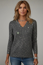 Women's Dazzling Sequin V-Neck Jumper