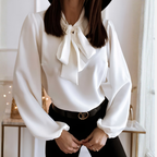 Women's Elegant Bow-Detail Blouse – Versatile & Stylish Top