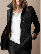 Women's Elegant Quilted Jacket with Classic Turned-Down Collar