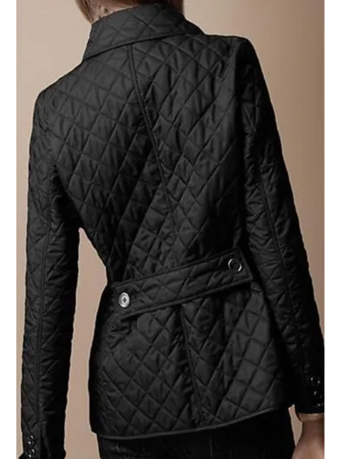 Women's Elegant Quilted Jacket with Classic Turned-Down Collar