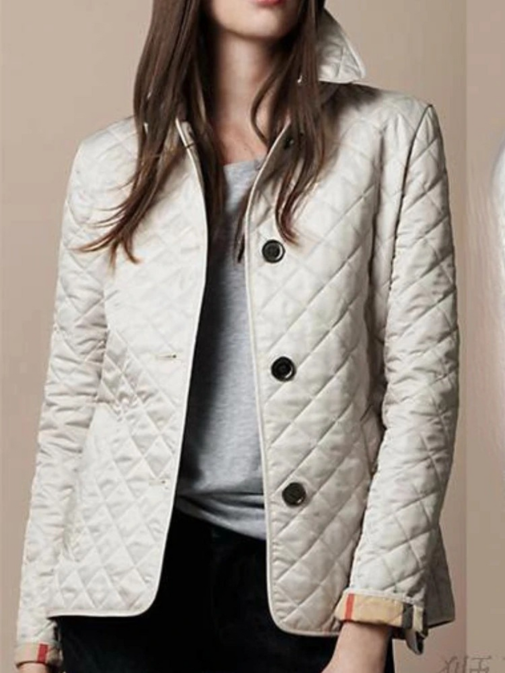 Women's Elegant Quilted Jacket with Classic Turned-Down Collar