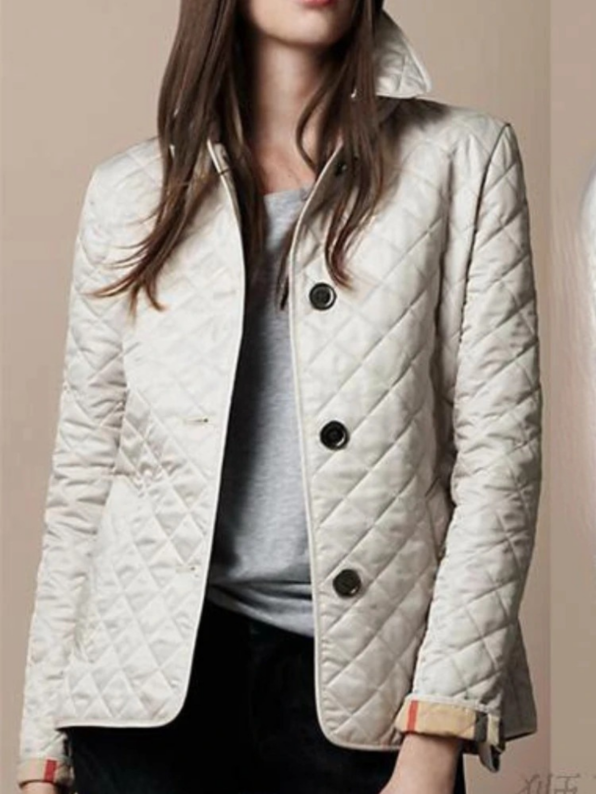 Women's Elegant Quilted Jacket with Classic Turned-Down Collar