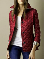 Women's Elegant Quilted Jacket with Classic Turned-Down Collar