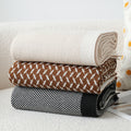 Women's Elegant Snuggle Blanket in Soft Knit with Geometric Pattern