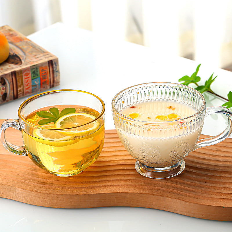 Women's Glass Coffee Cup with Gold Rim