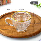Women's Glass Coffee Cup with Gold Rim
