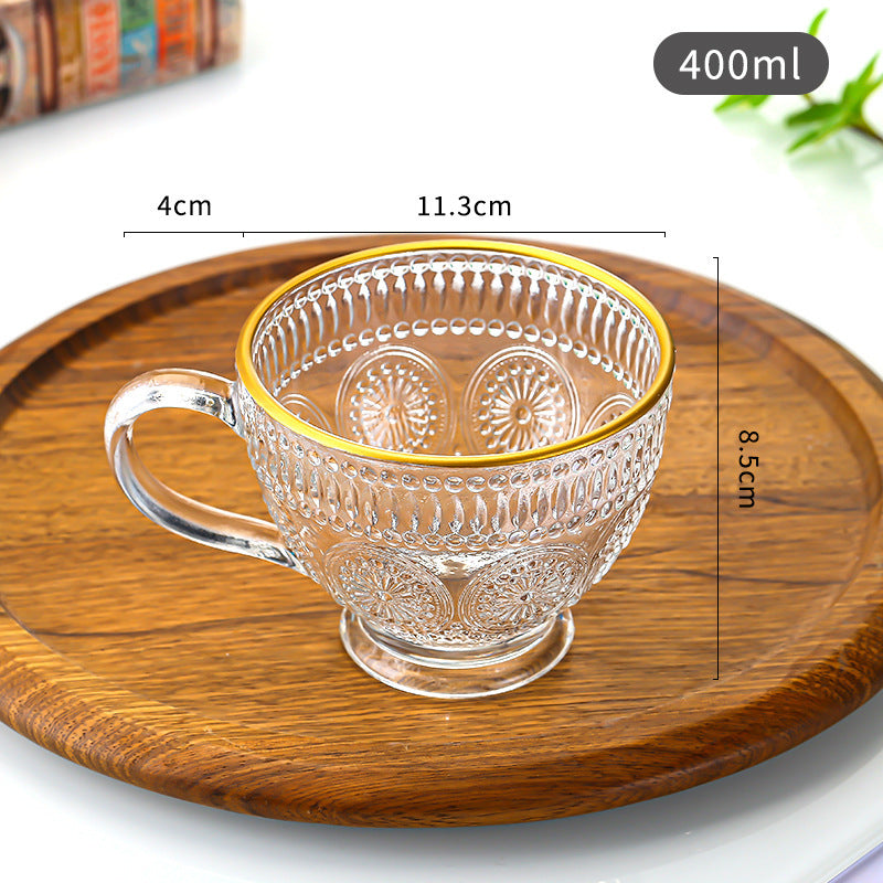 Women's Glass Coffee Cup with Gold Rim