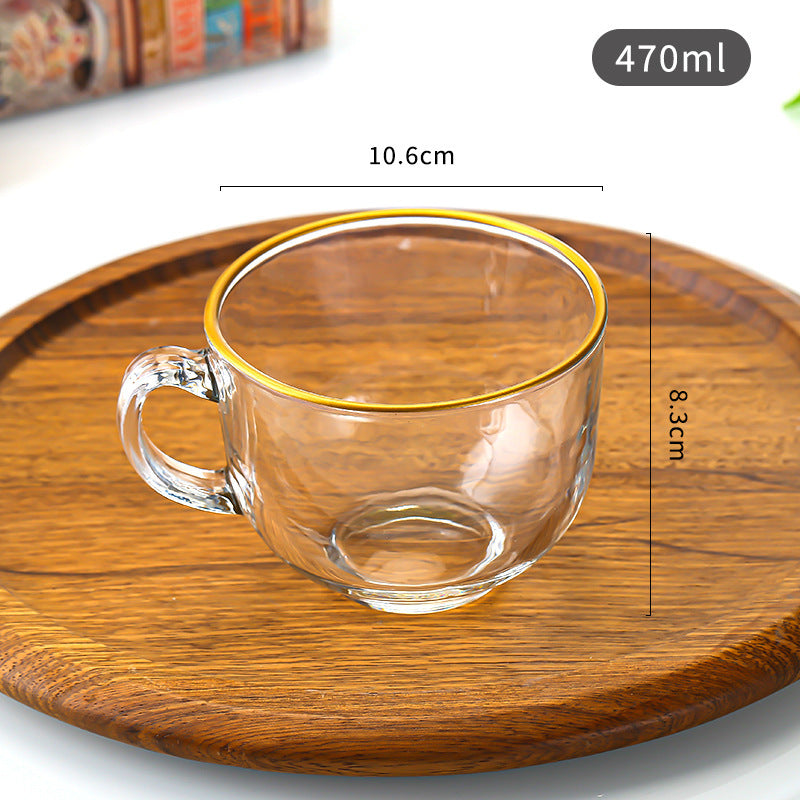 Women's Glass Coffee Cup with Gold Rim