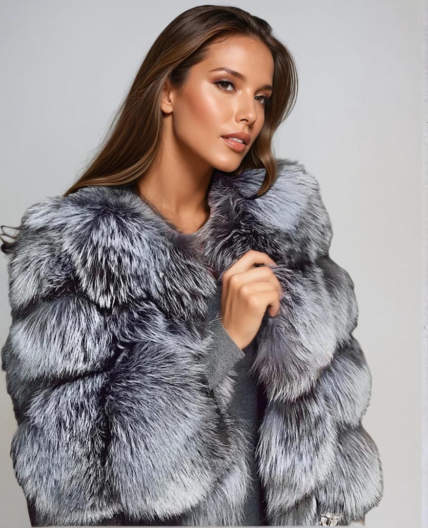 Women's Long-Sleeved Faux Fur Jacket