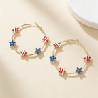 Women's Playful Hoop Earrings with Enamel Star Appliqués and Secure Click Closure