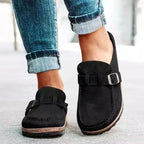 Women's Retro Buckle Flat Mules for Effortless Style