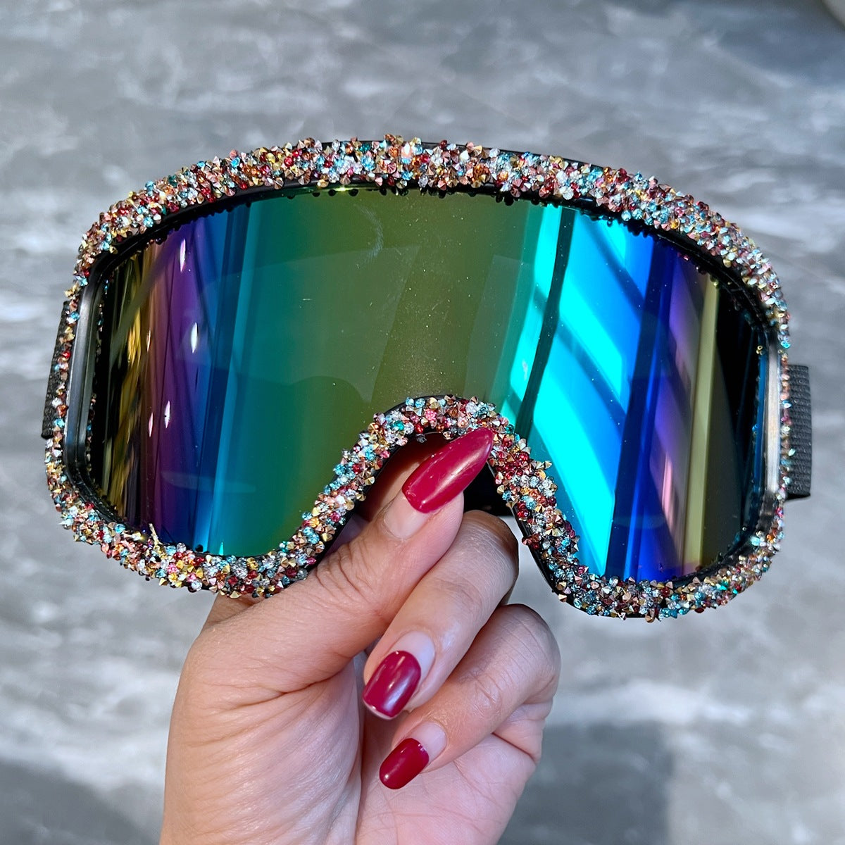 Women's Ski Goggles with Sparkling Crystal Decoration