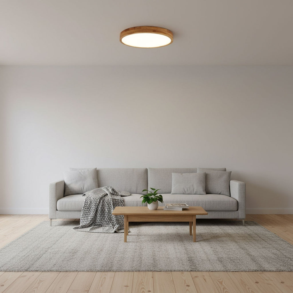 Wooden Geometric Flush Mount LED Ceiling Light