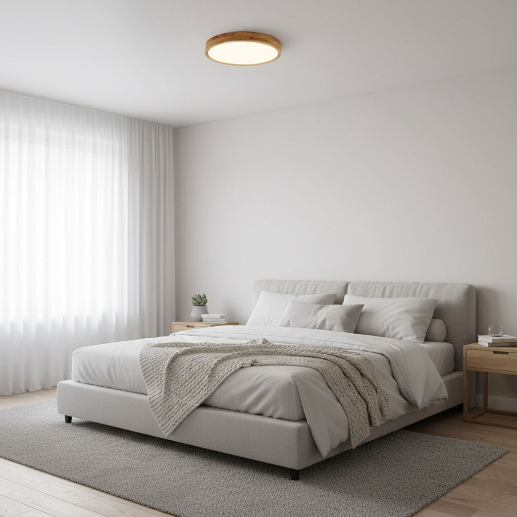 Wooden Geometric Flush Mount LED Ceiling Light