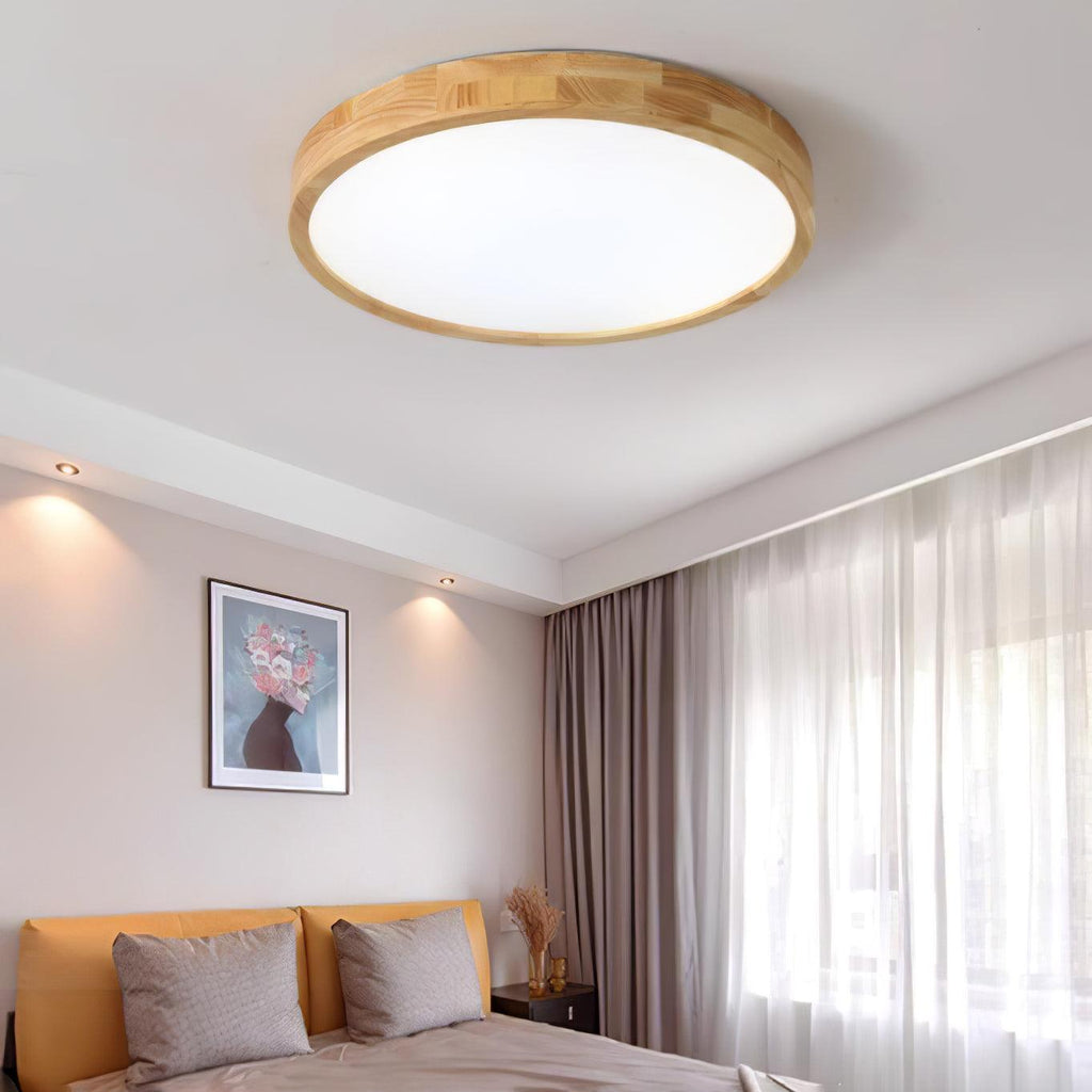Wooden Geometric Flush Mount LED Ceiling Light