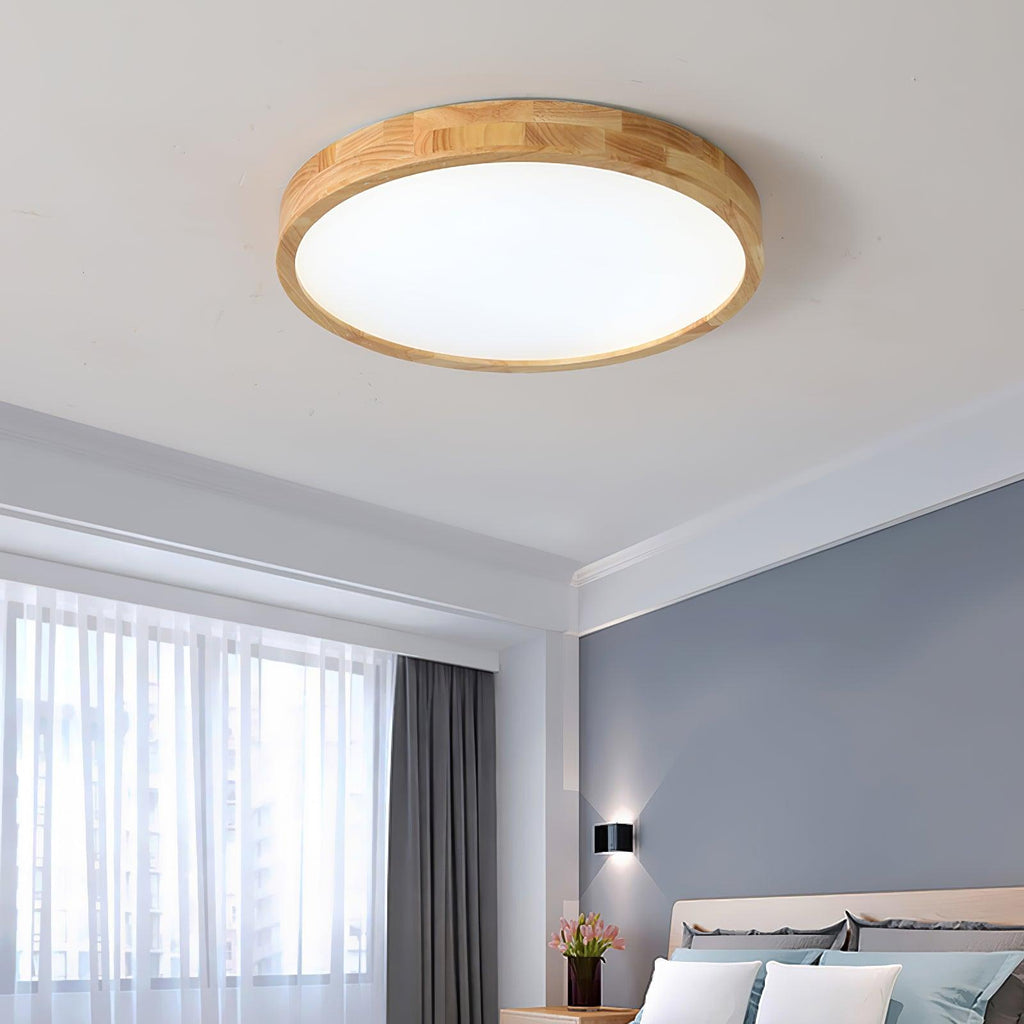 Wooden Geometric Flush Mount LED Ceiling Light