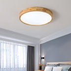 Wooden Geometric Flush Mount LED Ceiling Light