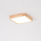 Wooden Geometric Flush Mount LED Ceiling Light