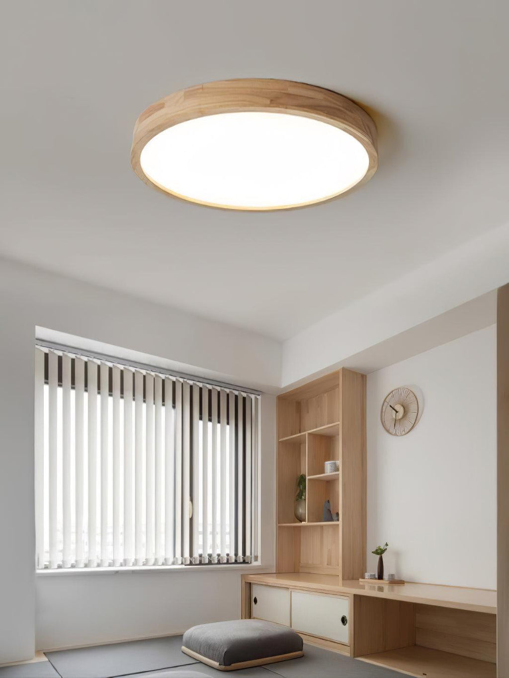 Wooden Geometric Flush Mount LED Ceiling Light