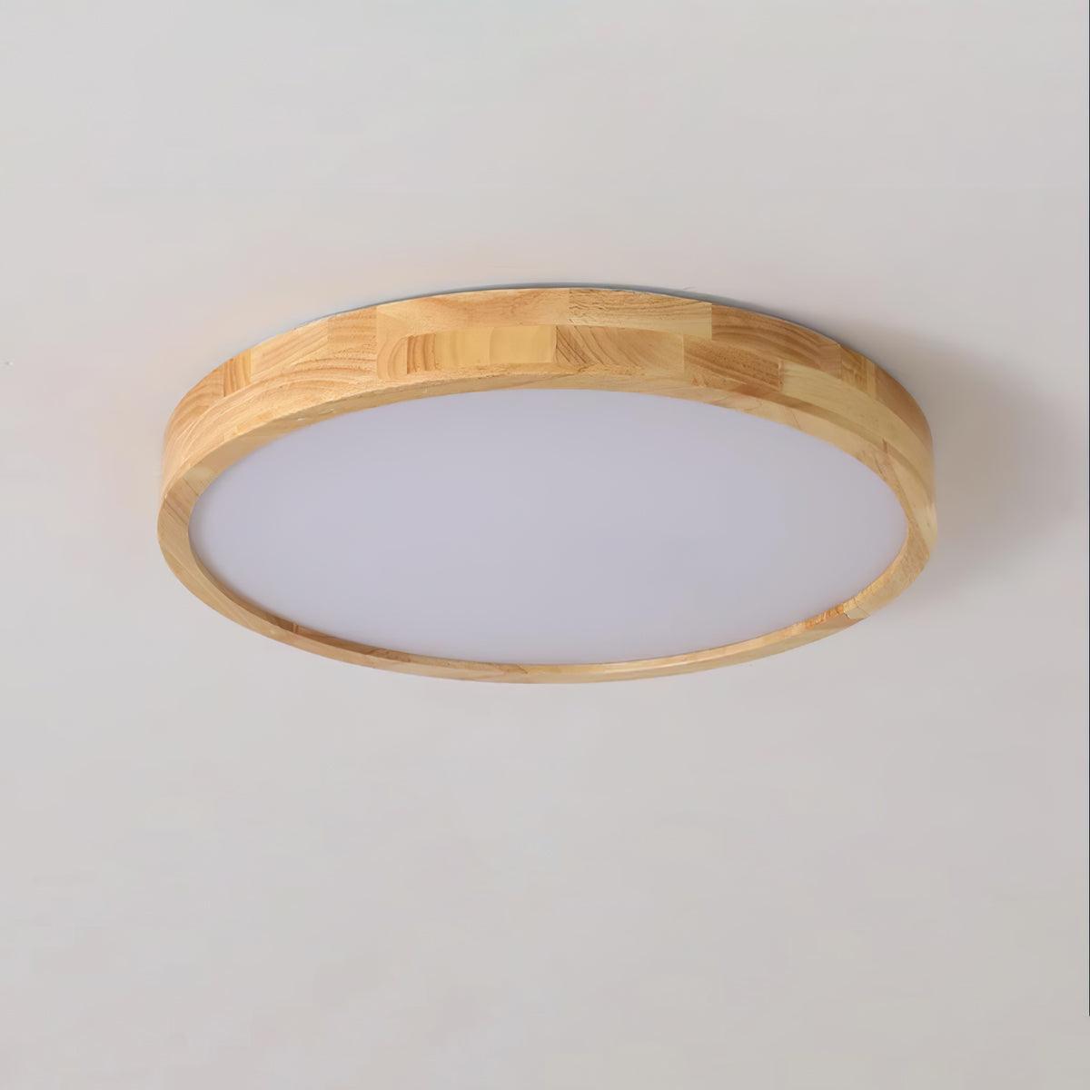 Wooden Geometric Flush Mount LED Ceiling Light