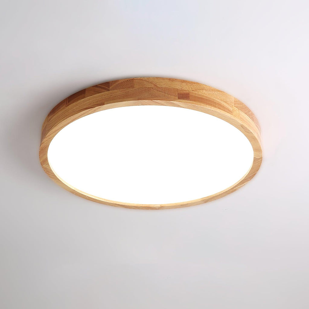 Wooden Geometric Flush Mount LED Ceiling Light