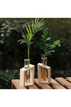 Wooden Plant Pot with Glass Test Tube