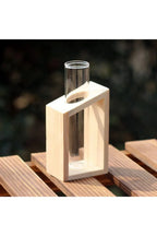 Wooden Plant Pot with Glass Test Tube