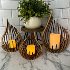Wooden Teardrop Candle Holder | Hollow Carved Shadow Design | DIY Puzzle Assembly, Available in 4 Sizes