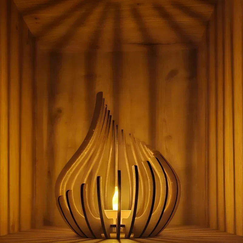 Wooden Teardrop Candle Holder | Hollow Carved Shadow Design | DIY Puzzle Assembly, Available in 4 Sizes