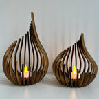 Wooden Teardrop Candle Holder | Hollow Carved Shadow Design | DIY Puzzle Assembly, Available in 4 Sizes