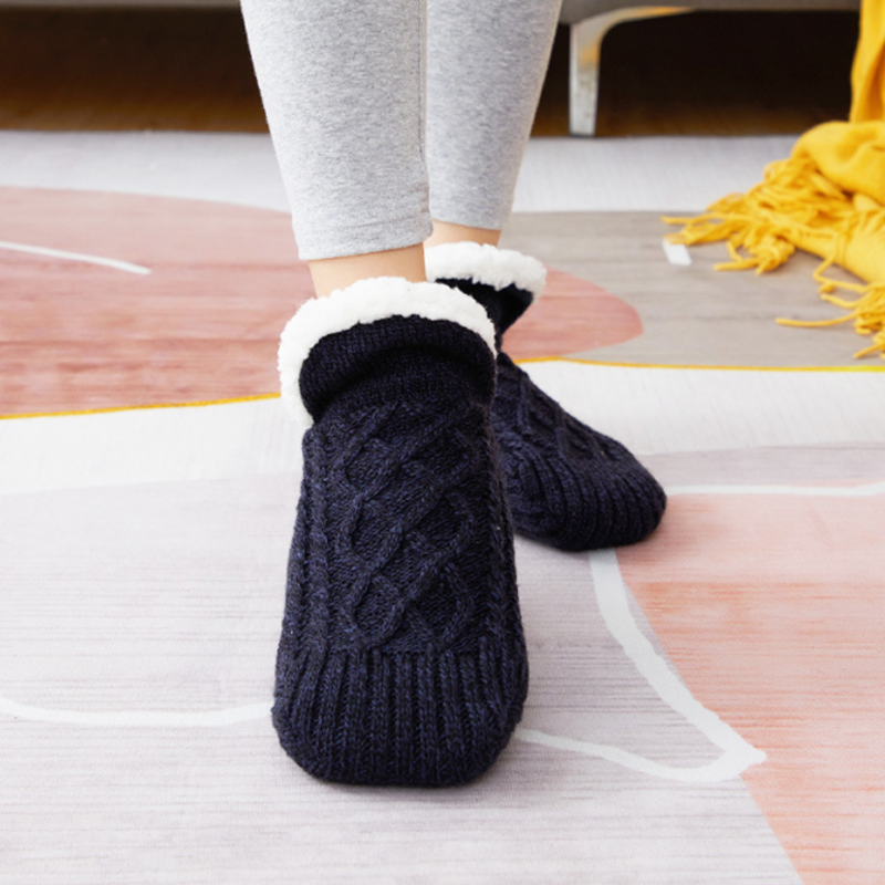 Woven and velvet indoor slipper socks