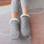Woven and velvet indoor slipper socks
