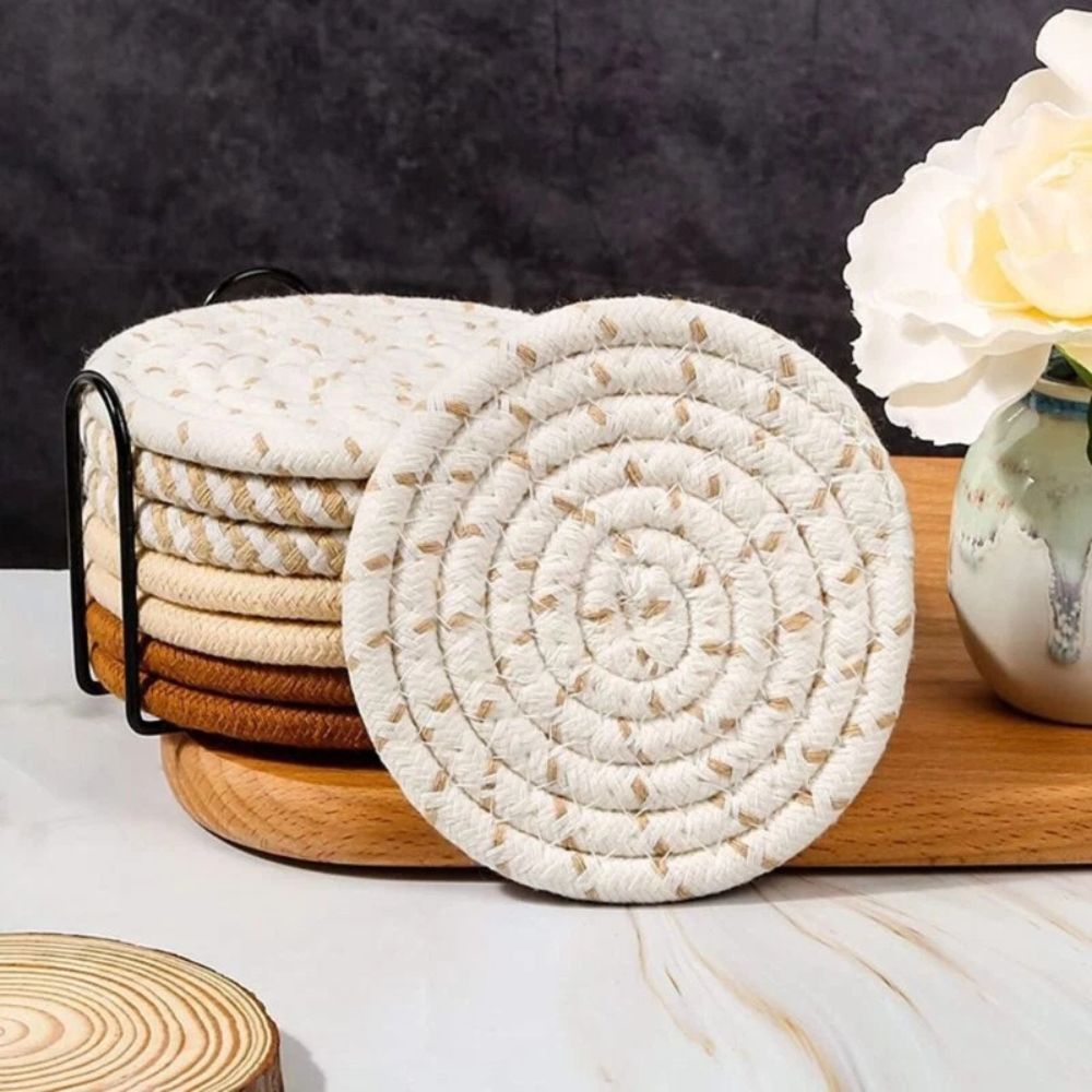 Woven Whirl Coaster Set – 8 Pieces
