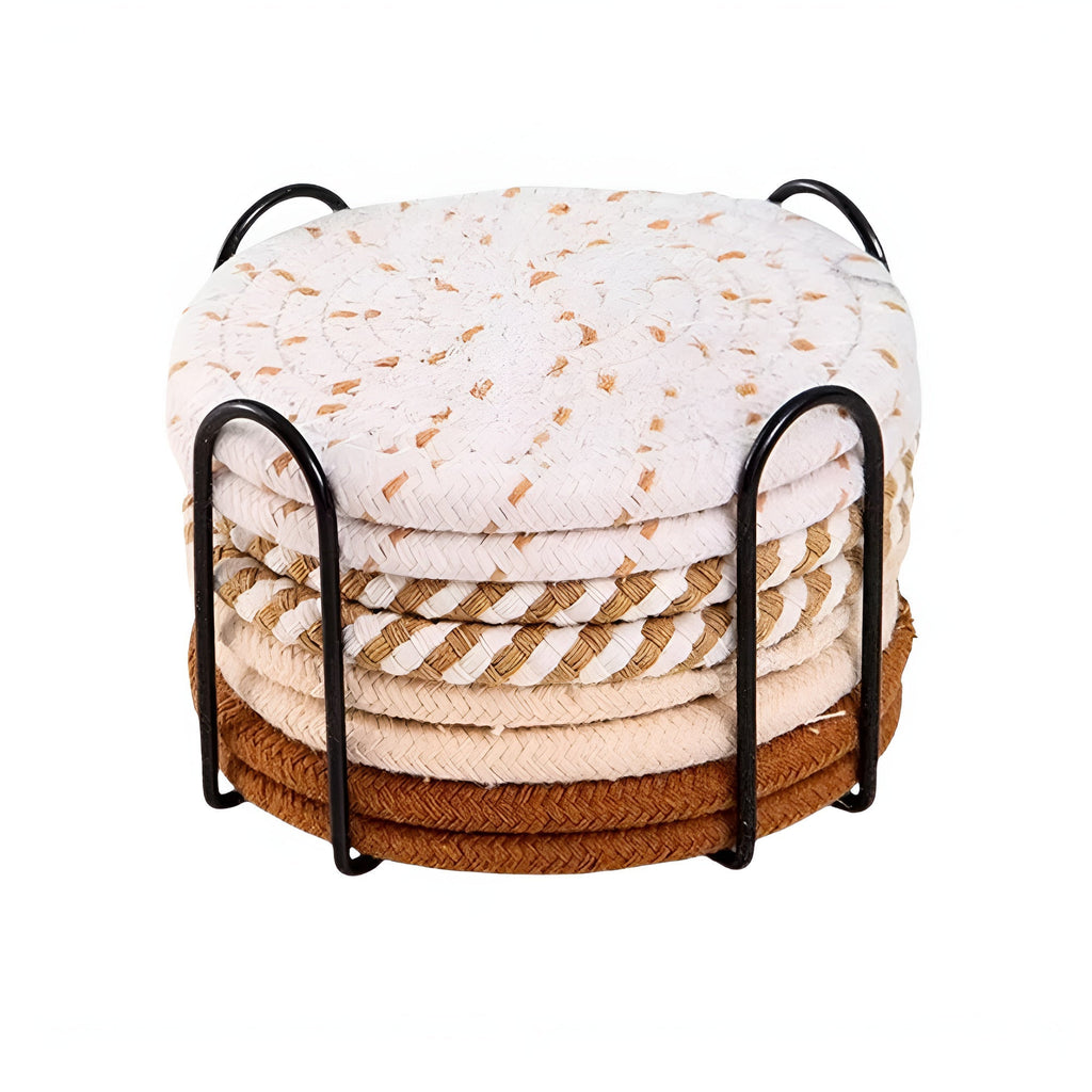 Woven Whirl Coaster Set – 8 Pieces